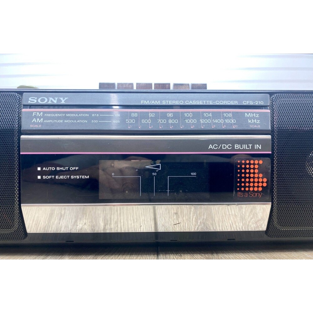 Vintage Sony CFS-210 AM/FM Stereo Cassette Recorder Sound Rider Boombox Works - Picture 3 of 9